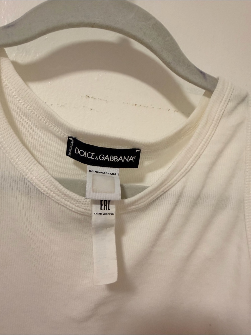 Dolce & Gabbana White Cropped Logo Tank with Black Band - Picture 4 of 7